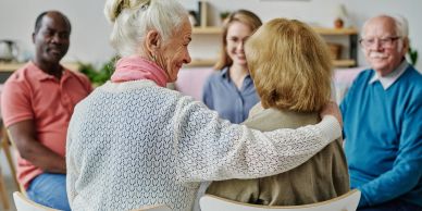 Seniors in a supportive group setting.
