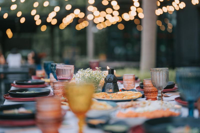 Asian Fusion Food Outdoor Dining Dinner Table Place Setting