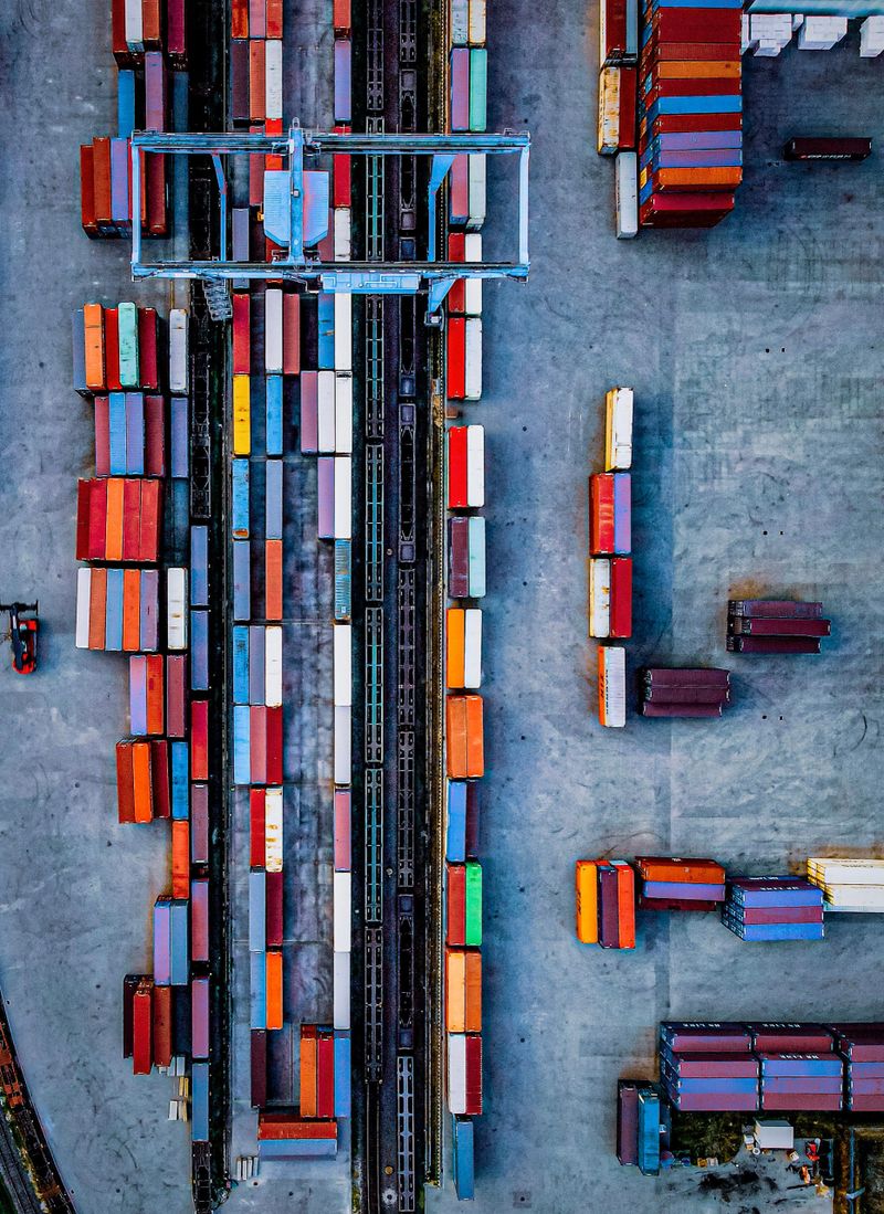 container transport freight trains on the railway station
Poland Mala