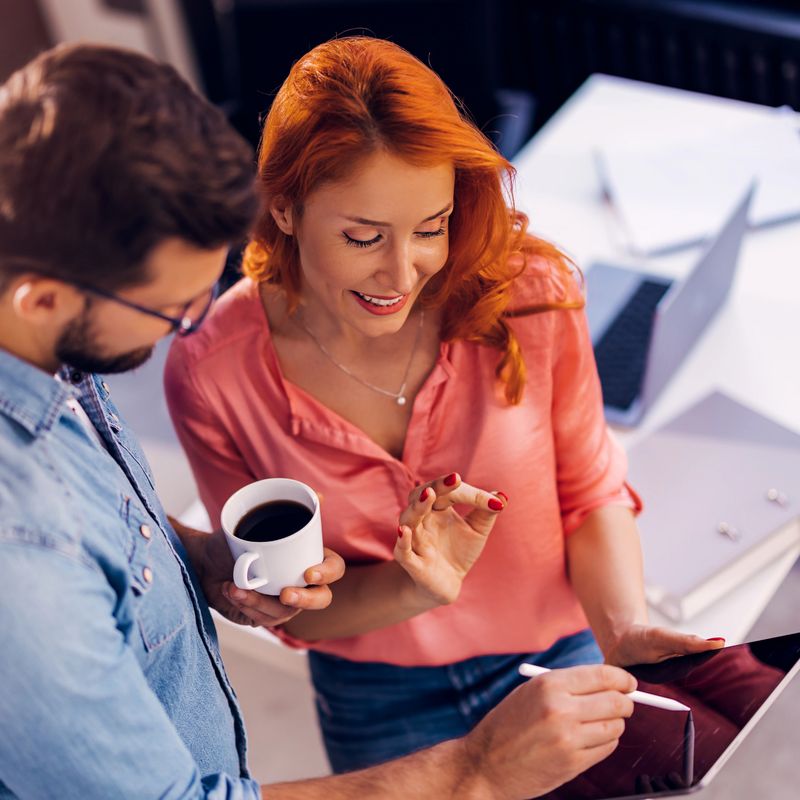 startup business team brainstorming over coffee in a modern office. High quality photo