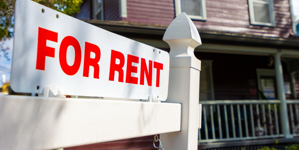 Renters insurance sign outside apartment