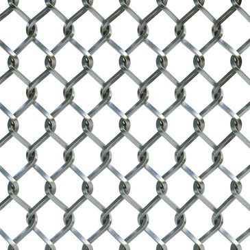 Close-up of a metal chain-link fence with diamond-shaped pattern.