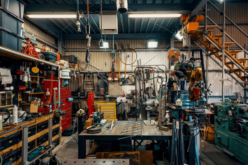 Empty metal fabrication workshop and man cave in Japan