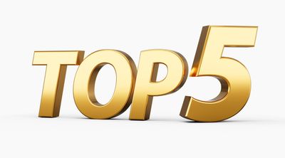 Golden 3D text displaying 'TOP 5' on a white background.