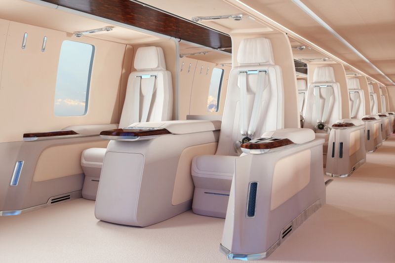 Private Jet Interior With Close-up View Of Empty Seats