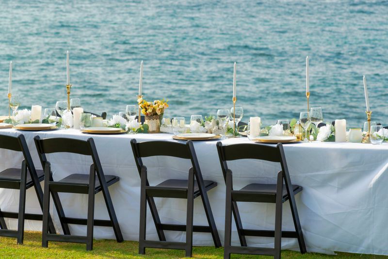 A beautiful wedding reception at a seaside