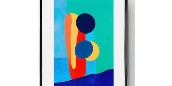 Abstract geometric art with bold colors and shapes.