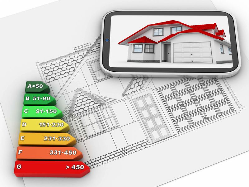 3d render. Plan and  graph energy efficiency isolated on white background.