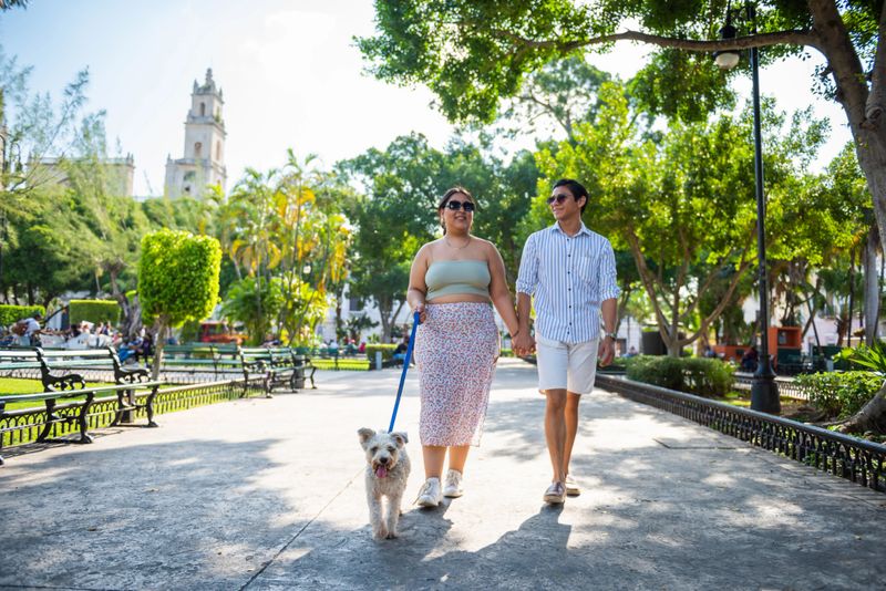 Young couple traveling in Merida Mexico