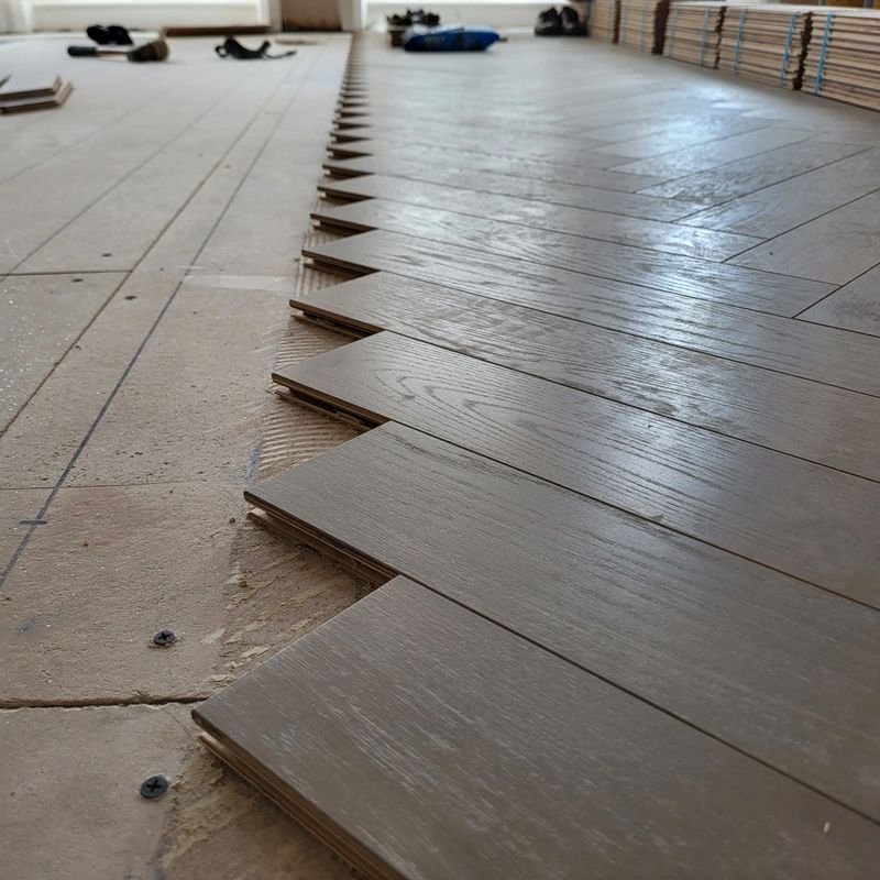 Wooden parquet in the process of neing  fixed/Construction environment