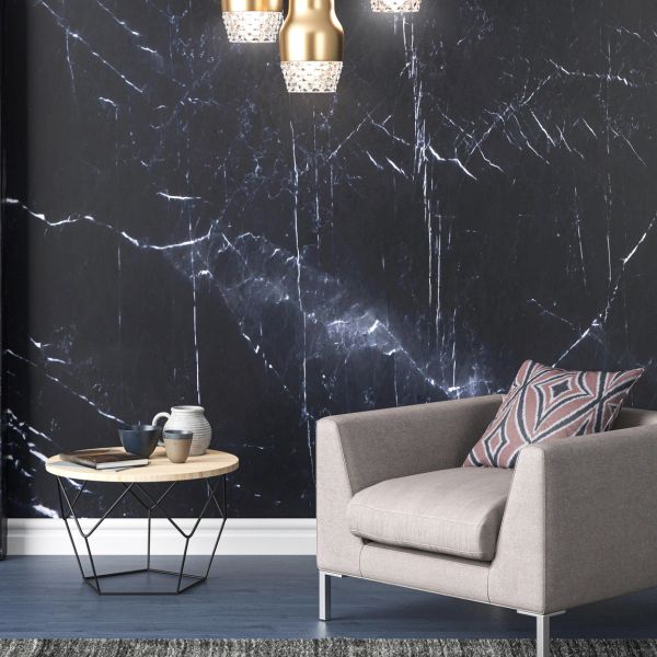Close detail of an installed wallcovering