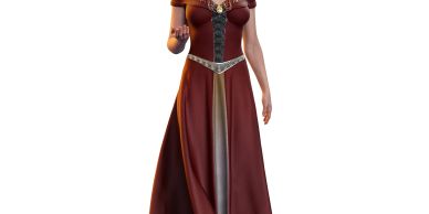 Woman in a medieval-style dress.