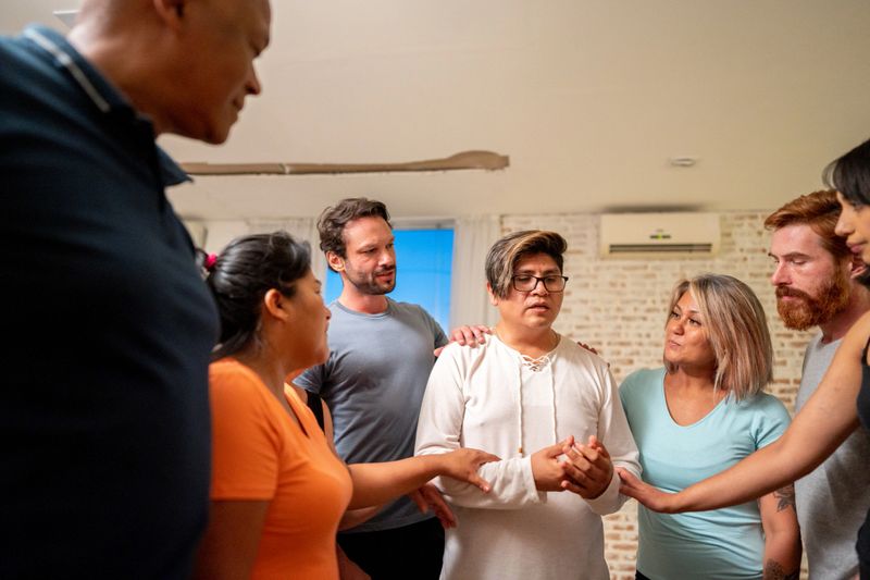 People giving support on a group therapy