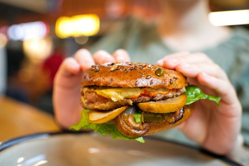 Vegan woman in a cafe