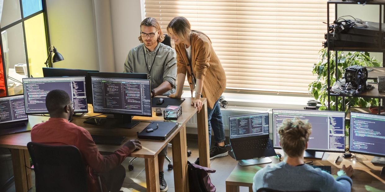 Fintech business working together in a single room in a house