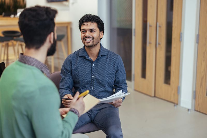candidate on job interview - stock photo