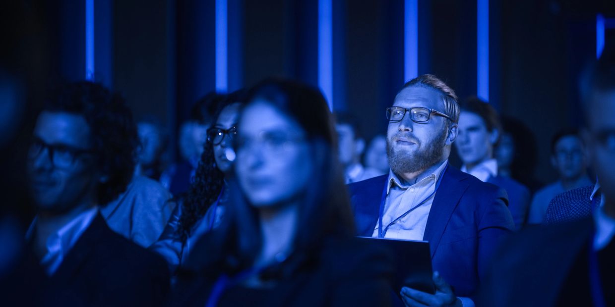 Group of people at technology conference