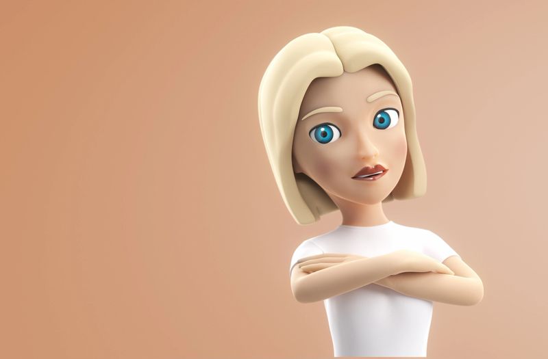 A medium shot of a female video game character, posing in a studio environment inside the metaverse. Part of a series of avatars created for use online in virtual reality, Web3 and metaverse.