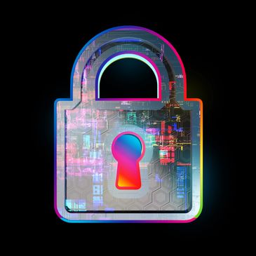 Glowing digital padlock representing cybersecurity or data protection.