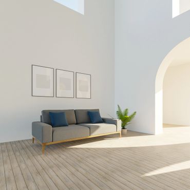 Living Room with High Ceiling Design