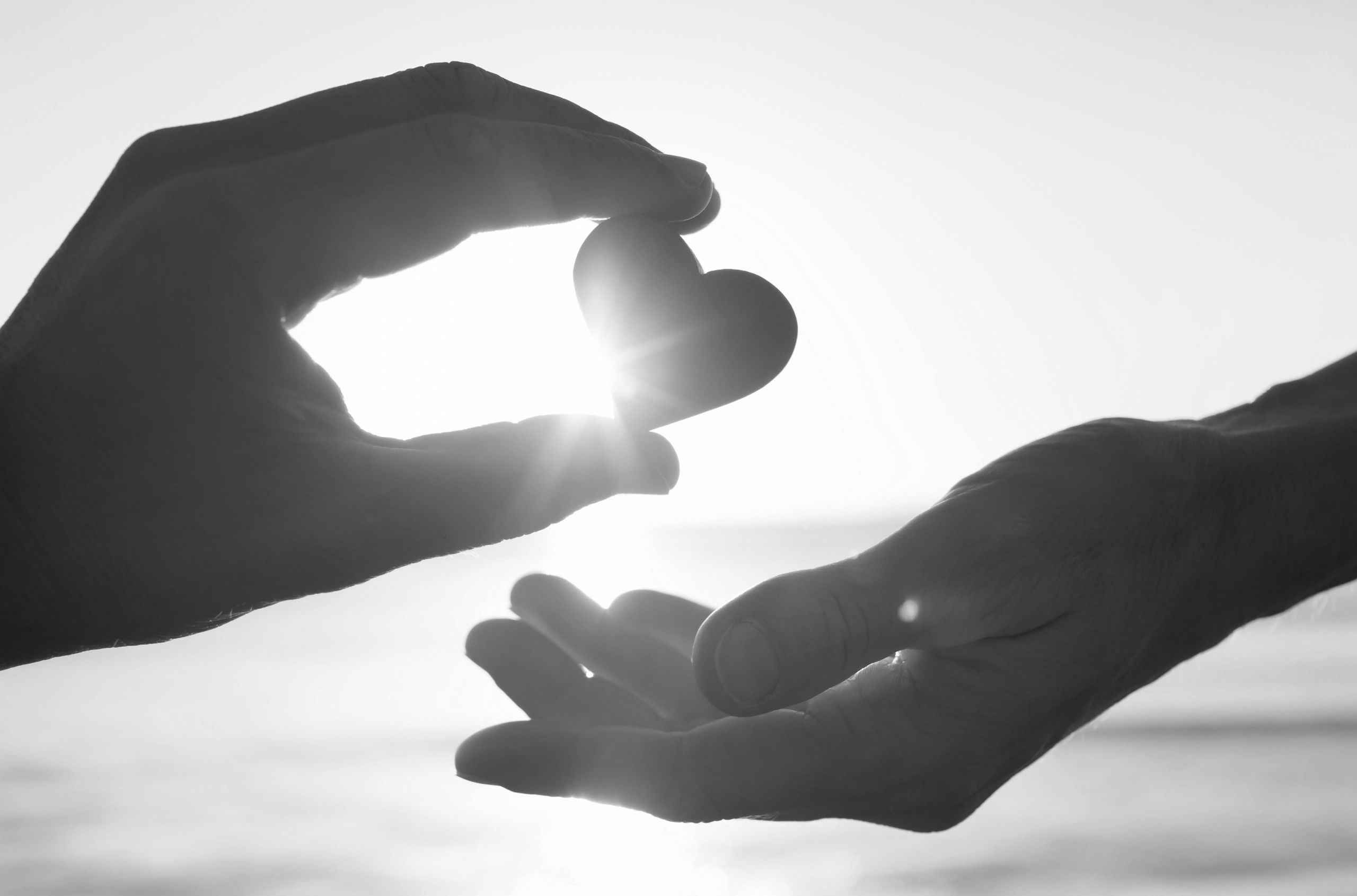 Hand to hand giving of love to support There She Glow Foundation
