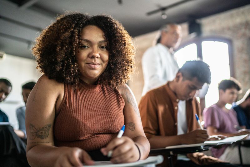 Portrait of a young woman in the classroom