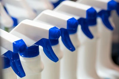 Cleaning supplies, microfibre cloths, glass cleaner, hard surface cleaner, sanitiser, clean