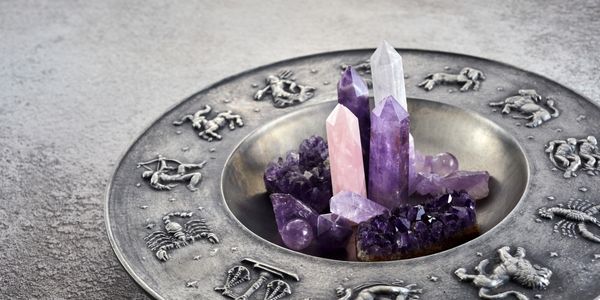 Amethyst Crystals on a plate
