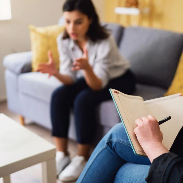 A therapy session with a patient and therapist.