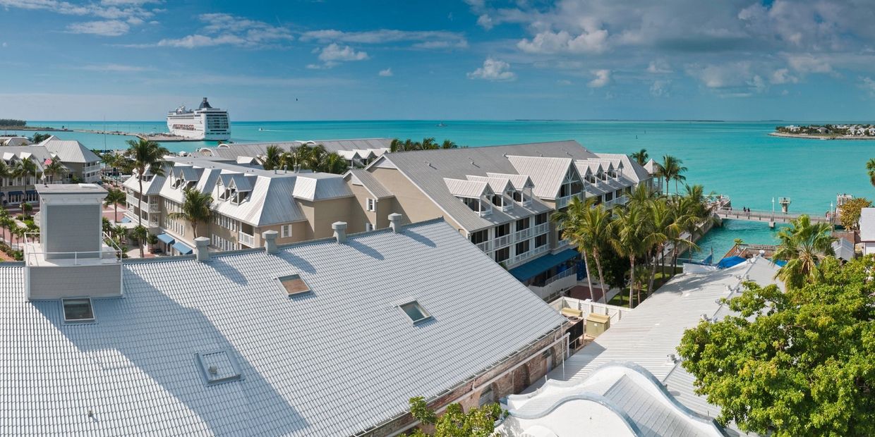 Stunning aerial view of luxury houses for sale in Key West, FL.
