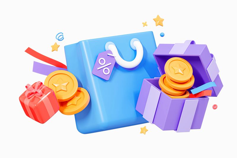 3D Loyalty program concept with gift boxes