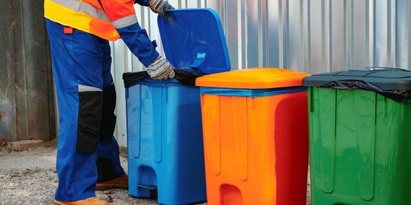 Variable options on trash containers. Milton color and recycling 