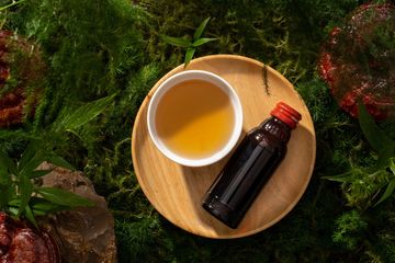 Leilo Kava Seltzer can on neutral background