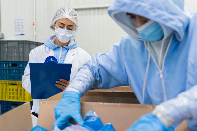 Latin American female supervisor working at a food processing plant monitoring the shipping process