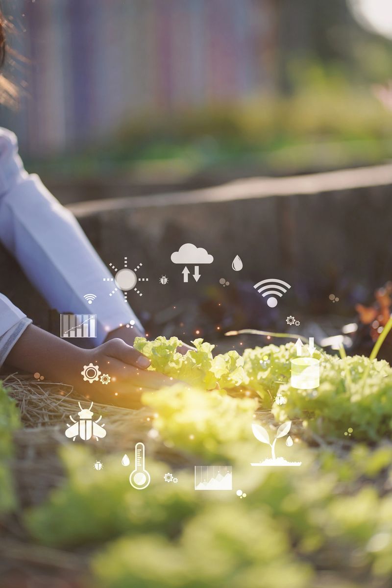 A girl is studying and learning to grow vegetables.Smart Farming, the new innovation of farming, cultivating, growing vegetables.