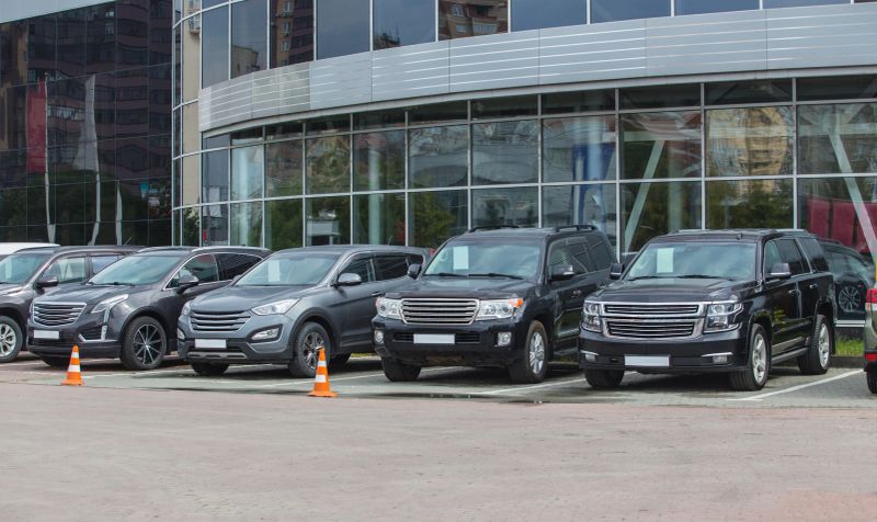 Cars For Sale Stock Lot Row. Car Dealer Inventory