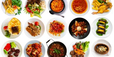 A diverse spread of various dishes and cuisines.