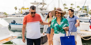 Group of friends enjoying a day at the marina.