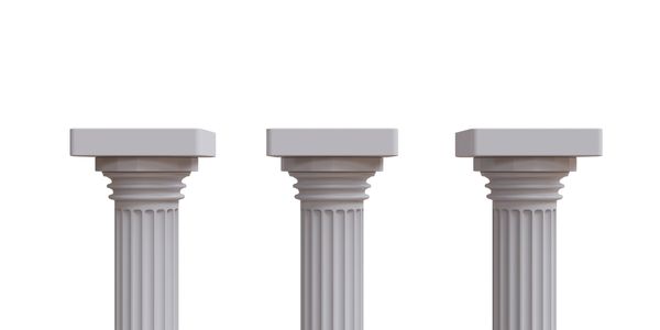 Three classical columns with flat tops.