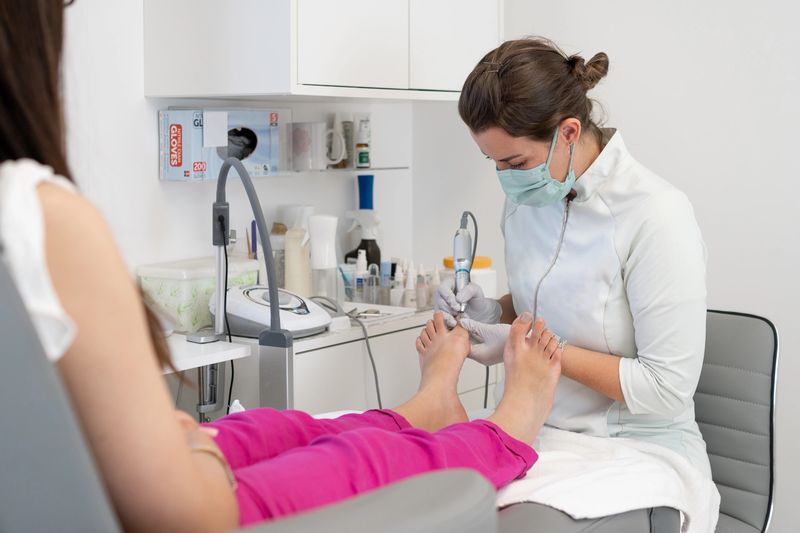 Female podiatrist working on her own clinic