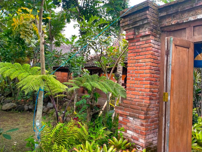 This ethnic gate is even more attractive with a garden around it