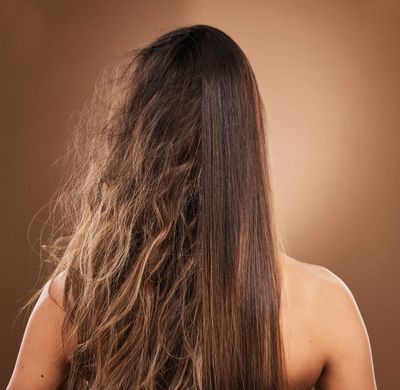 Half messy and half straight hair from the back.