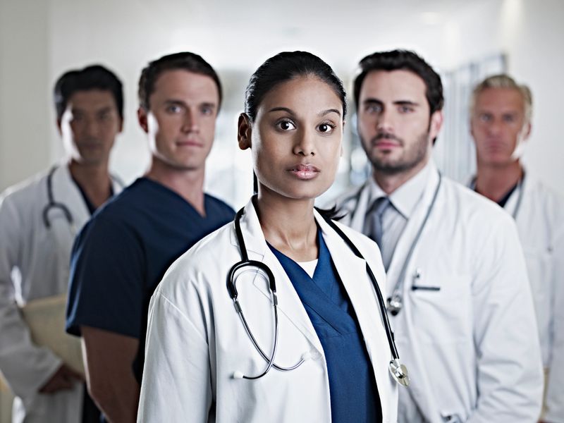 Portrait of confident doctors and nurses