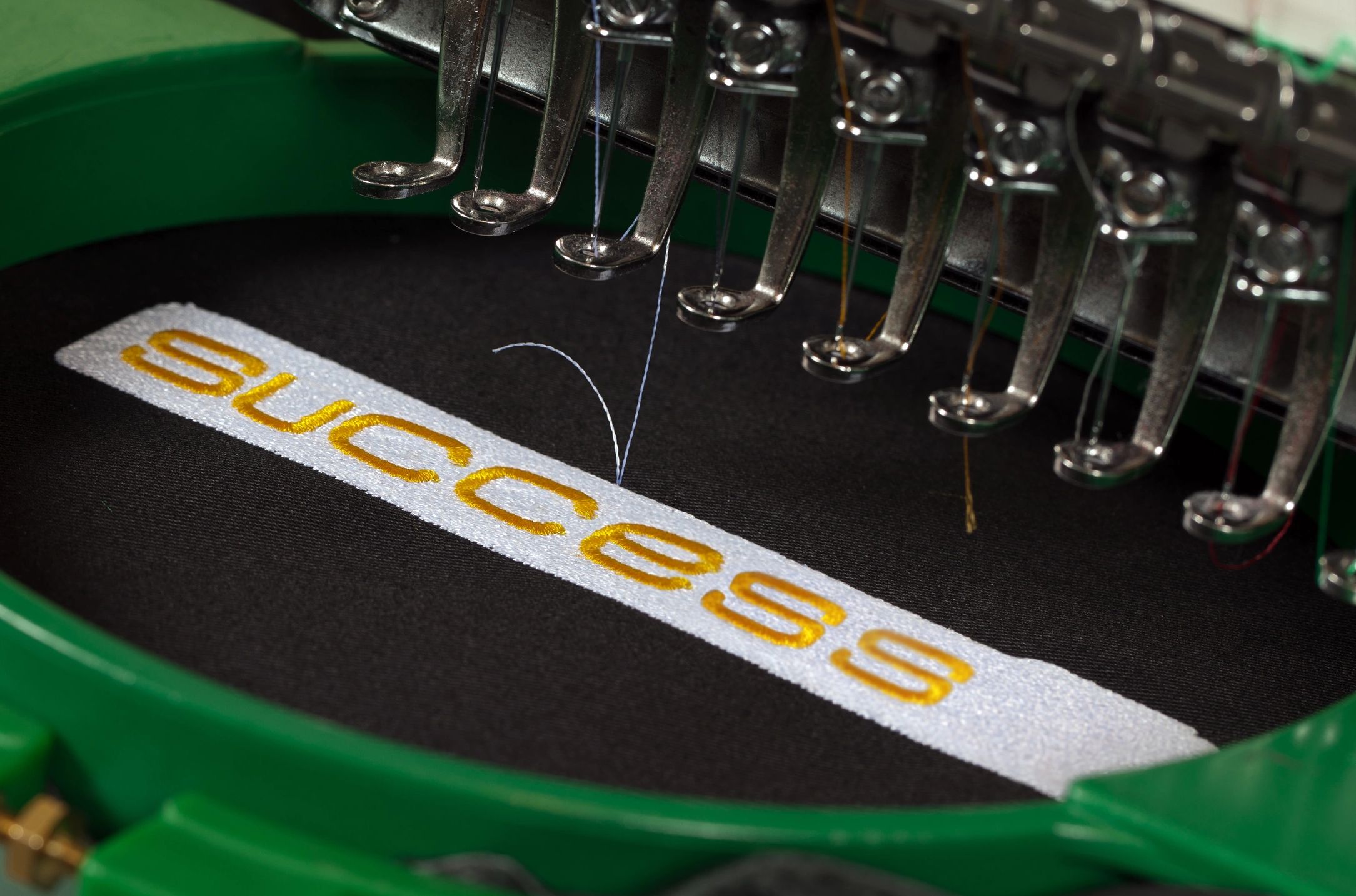 Design stitching on a embroidery machine.