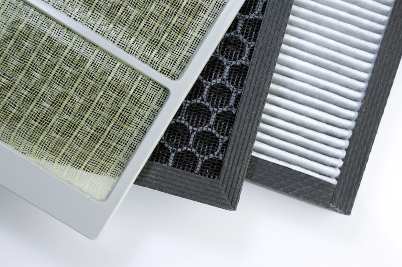 Air filter. close-up on the filter element. 