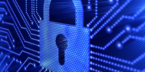 Digital padlock symbolizing cybersecurity and data protection.