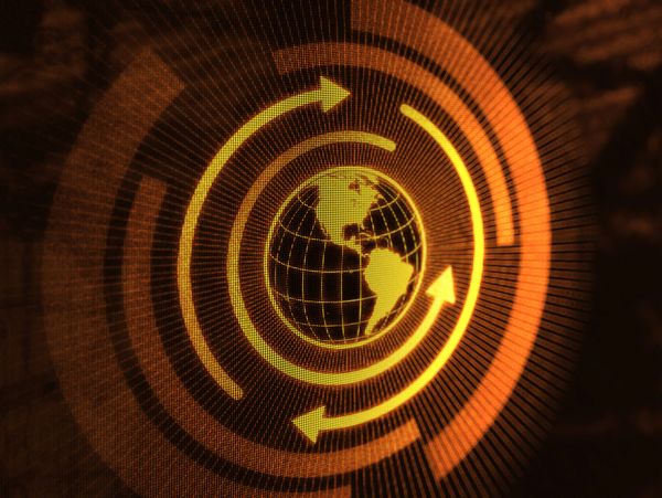 Futuristic tech interface symbolizing innovation and connectivity.