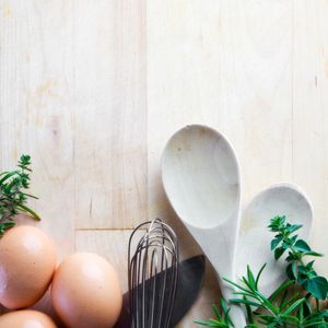 Fresh ingredients on a kitchen counter ready for cooking.
