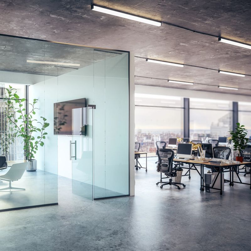 Open Plan Office with Meeting Area - 3D Visualization
