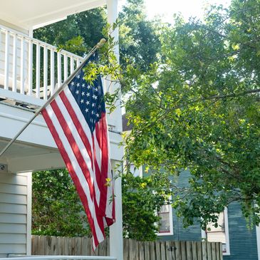 American flag on house